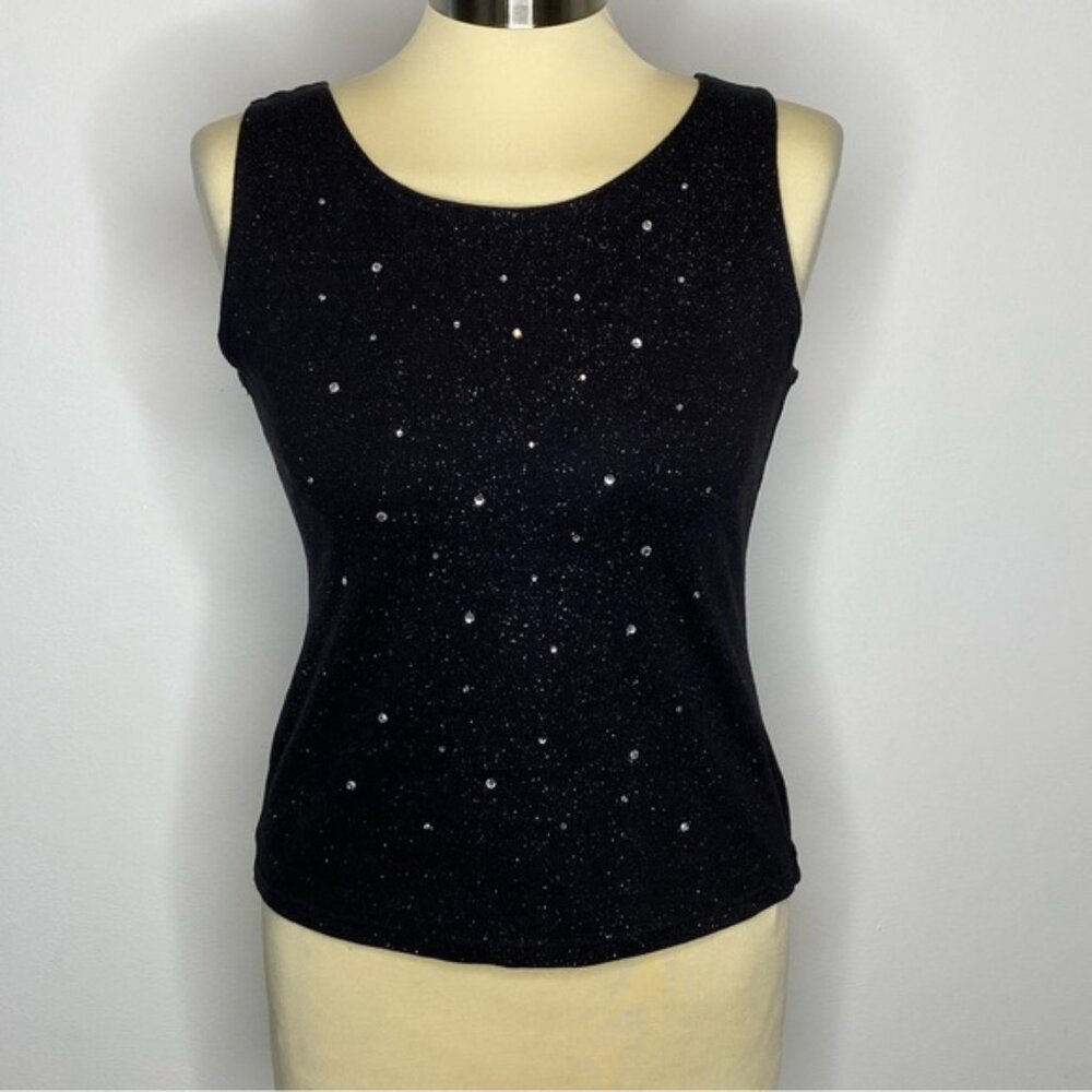 Fashion Bug Black Rhinestone Glitter Sleeveless Top